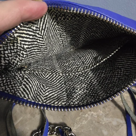 Rebecca Minkoff Mini Mac Cobalt Blue Zipper & Fringe Crossbody Bag - Picture 10 of 12